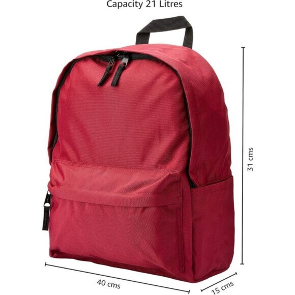 🆕 Men Red Classic School Lightweight Durable Featuring Adjustable Top Backpack - Picture 5 of 9
